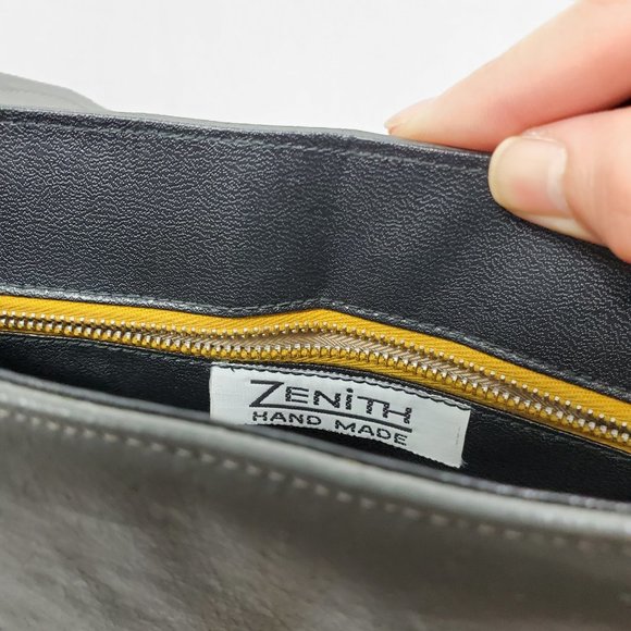 Zenith Bags Vintage Zenith Handmade Gray Leather Twist Lock Flap